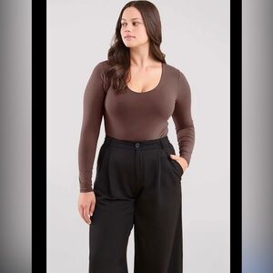 nuuds Women's Dark Purple Long Sleeve Bodysuit